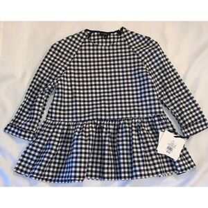 Victoria Beckham XS Black White Check Blouse NWT
